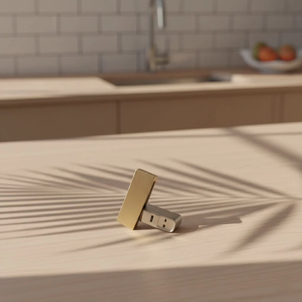 Close-up of a sleek 256GB flash drive