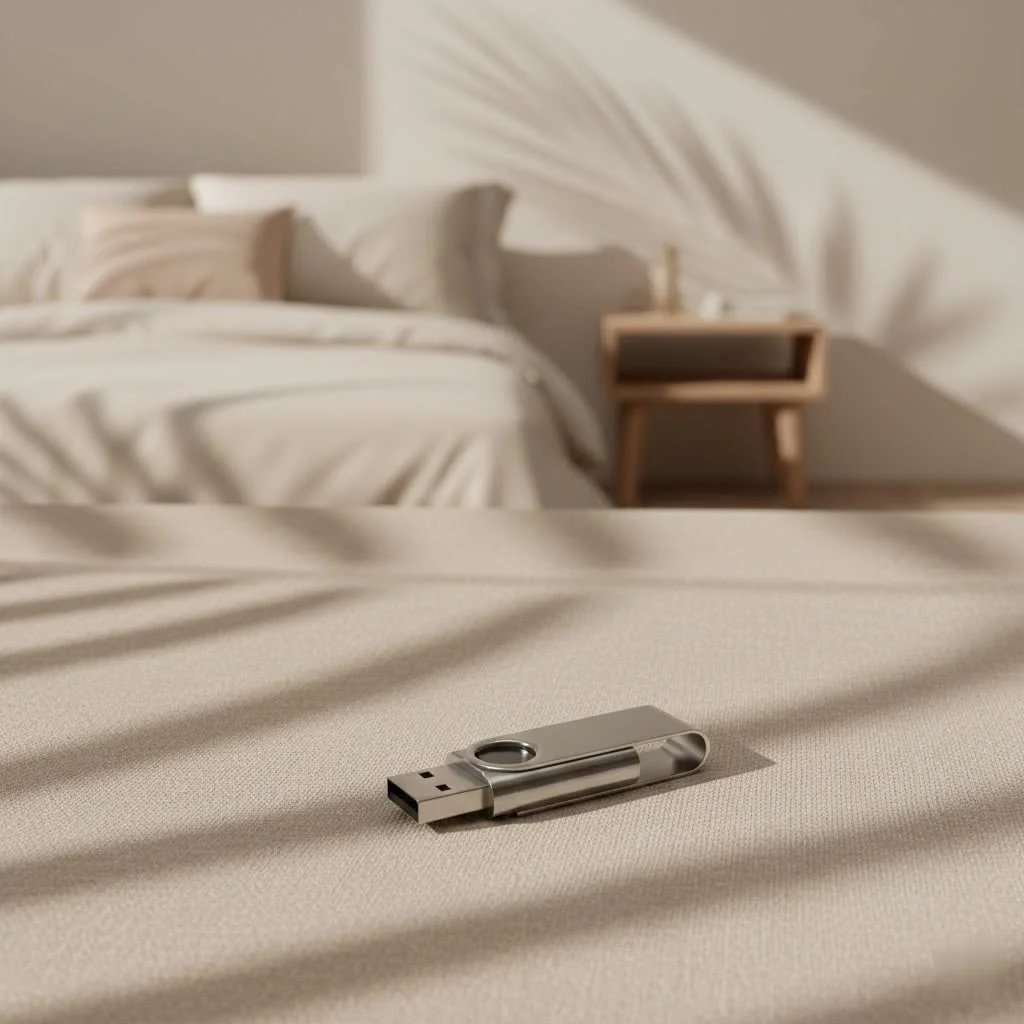 Small flash drive plugged into a laptop